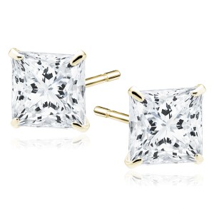 Cercei argint placati cu aur galben cu piatra Princess Cut 6 mm DiAmanti 1CK6EG_W-DIA (Argint 925‰ 1,1 g.)